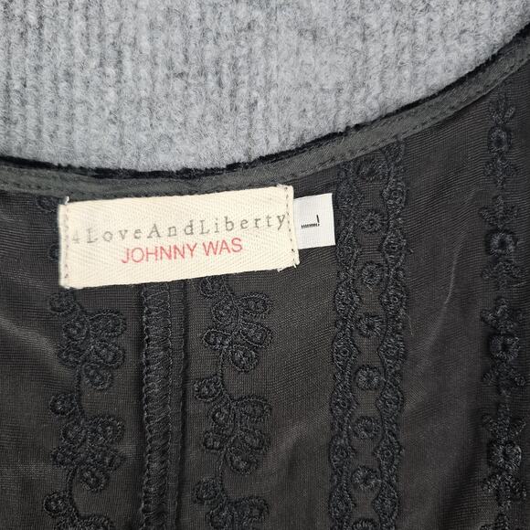 Johnny Was Kimono Womens Large Black Velvet Burnout Fringe Boho Silk Fringe - Picture 3 of 9